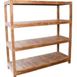 Old burmese teak workshop shelf original unbleached patina