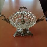 Glass ashtray, silver metal base