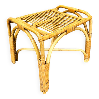 Mid Century Rattan Stool, Czechoslovakia