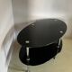 Vintage triple coffee table with smoked glass and chrome top