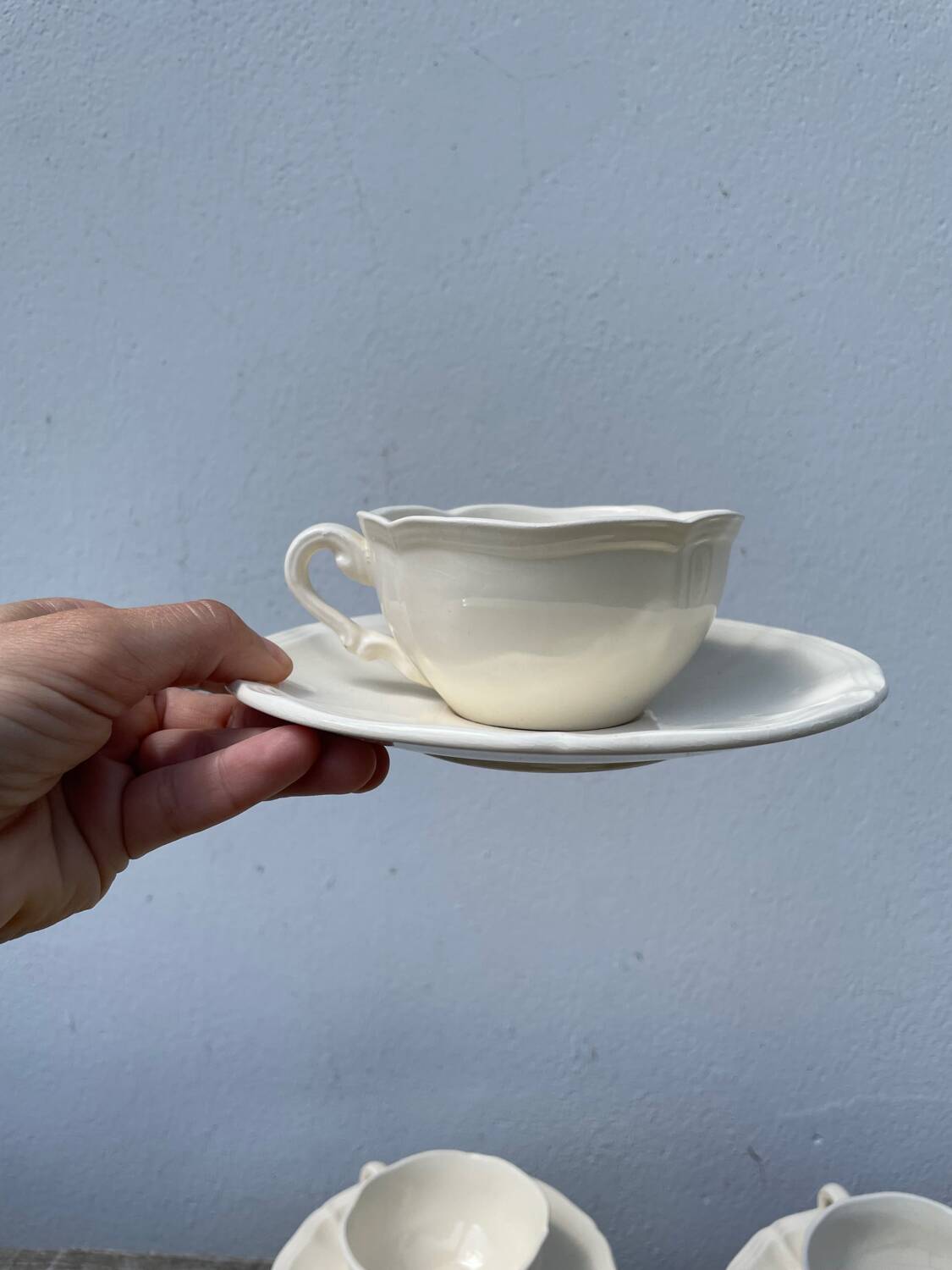 4 tasses beige Sarreguemines unies