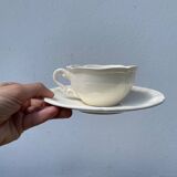 4 beige plain Sarreguemines cups