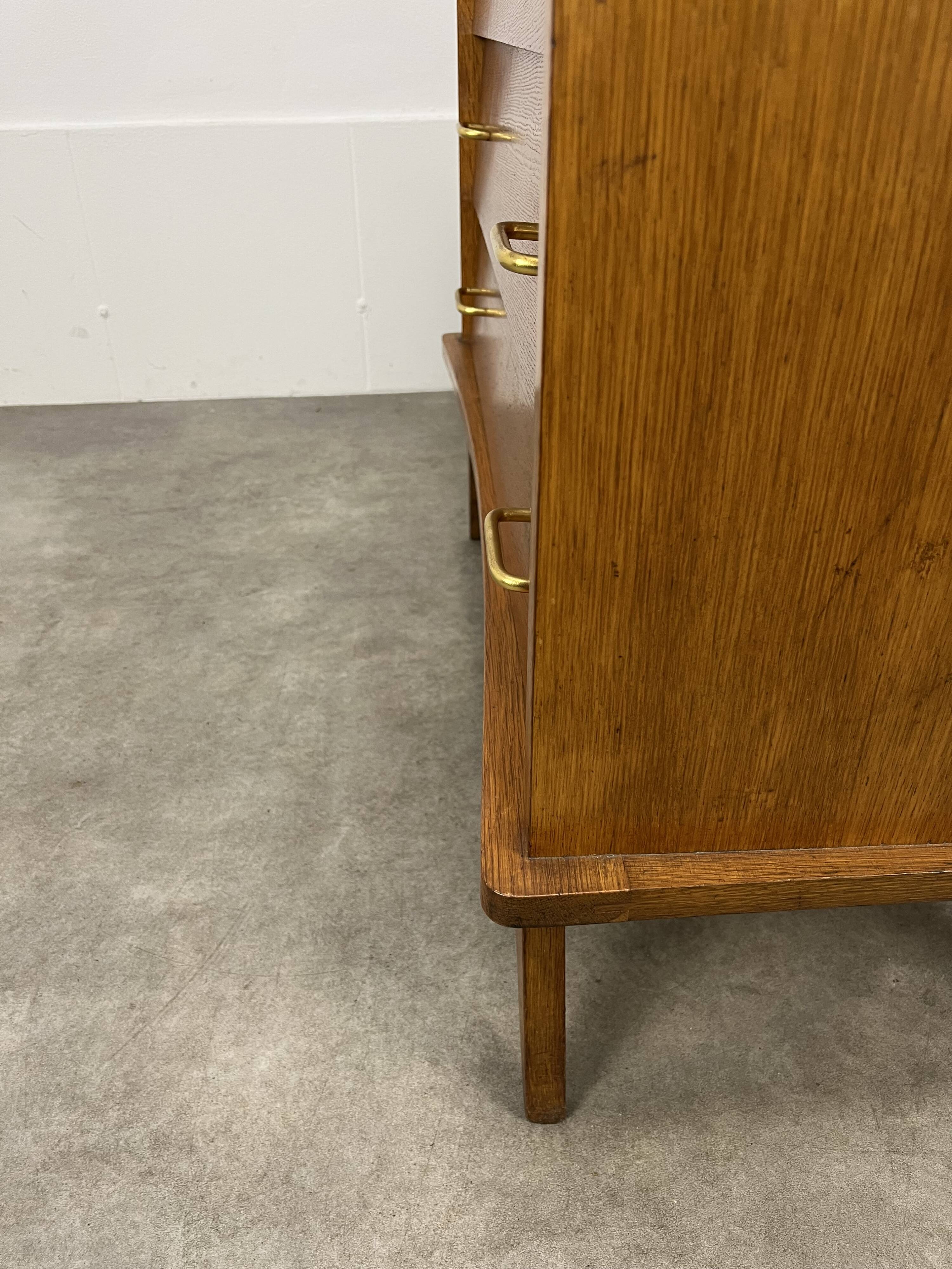 Commode pieds compas années 50 bois blond