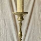 Antique large brass candlestick lamp base