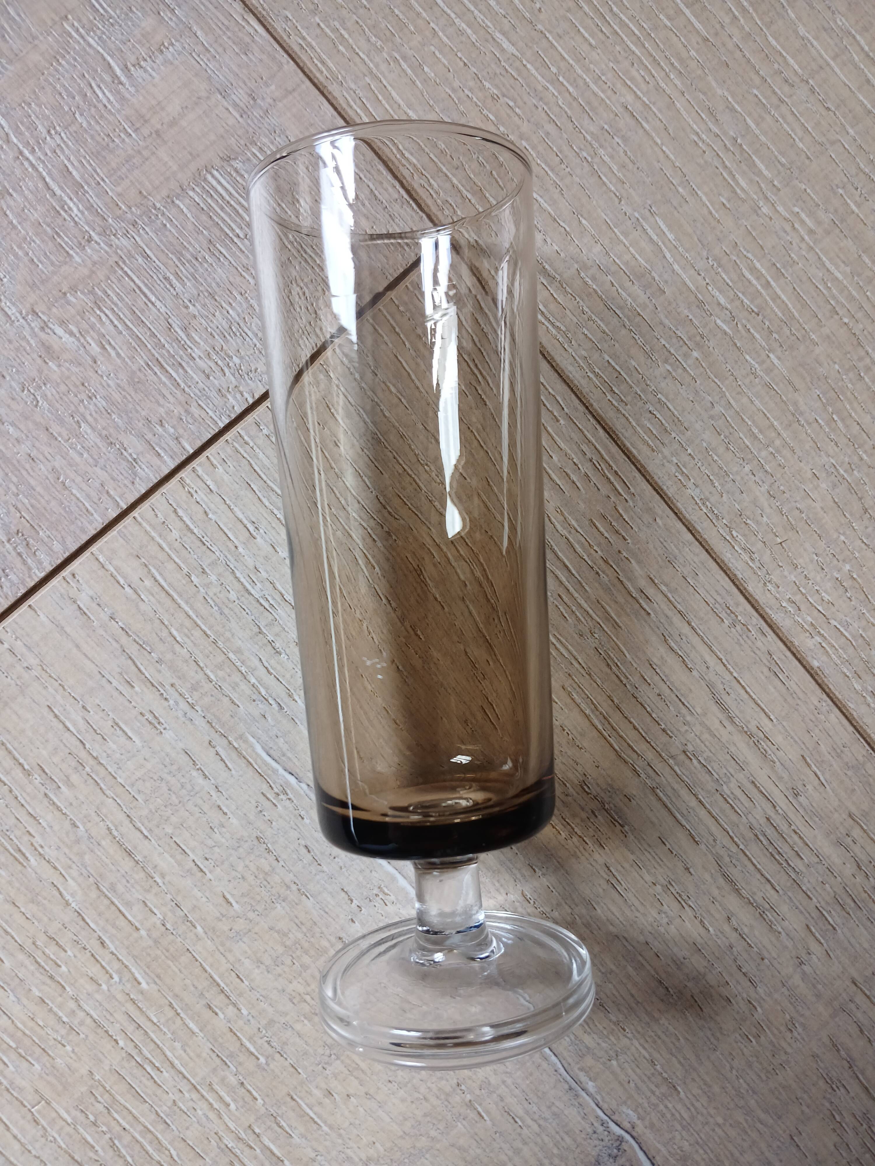 16 vintage smoked glass champagne flutes