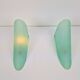Vintage Triangular Conical Wall Sconces in Green Frosted Glass, 1990s, Set of 2