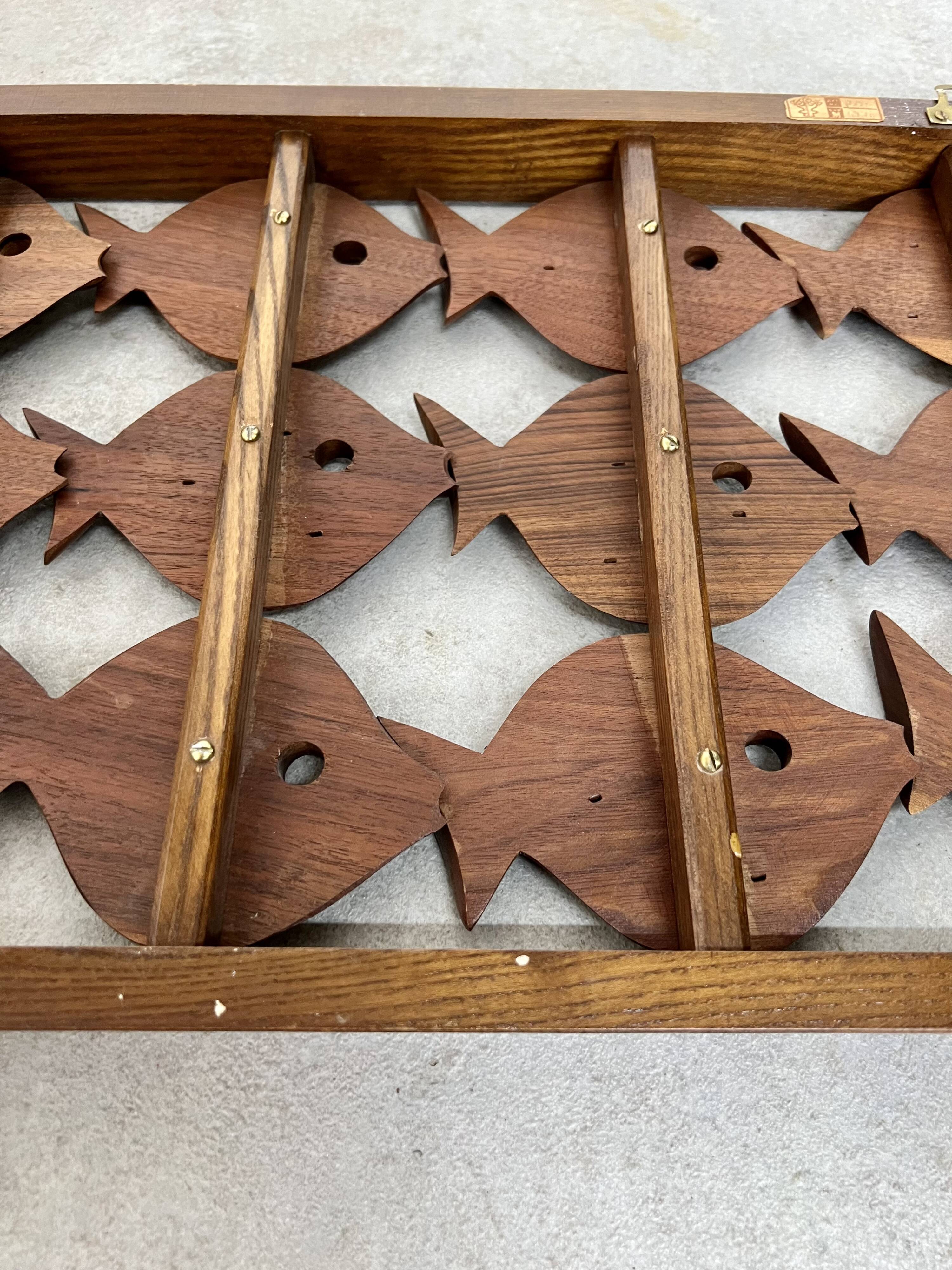 Old teak frame "fish" Scandinavian design of the 60s vintage decoration