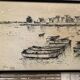 Old charcoal lithograph h. jonas st carlo august 76 + black wood frame