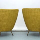 Pair of Ico Parisi-Style Armchairs in Original Fabric, Italy, 1950s