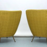 Pair of Ico Parisi-Style Armchairs in Original Fabric, Italy, 1950s