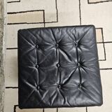 Black leather ottoman 1970 vintage