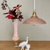 Suspension abat-jour Art Déco en verre dépoli rose