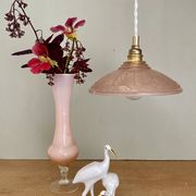 Vintage art eco lampshade pendant light in pink frosted glass