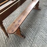 Antique farmhouse table in solid cherry wood with its 2 benches