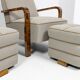 Pair of Art Deco armchairs and two poufs in walnut - 1930-1940