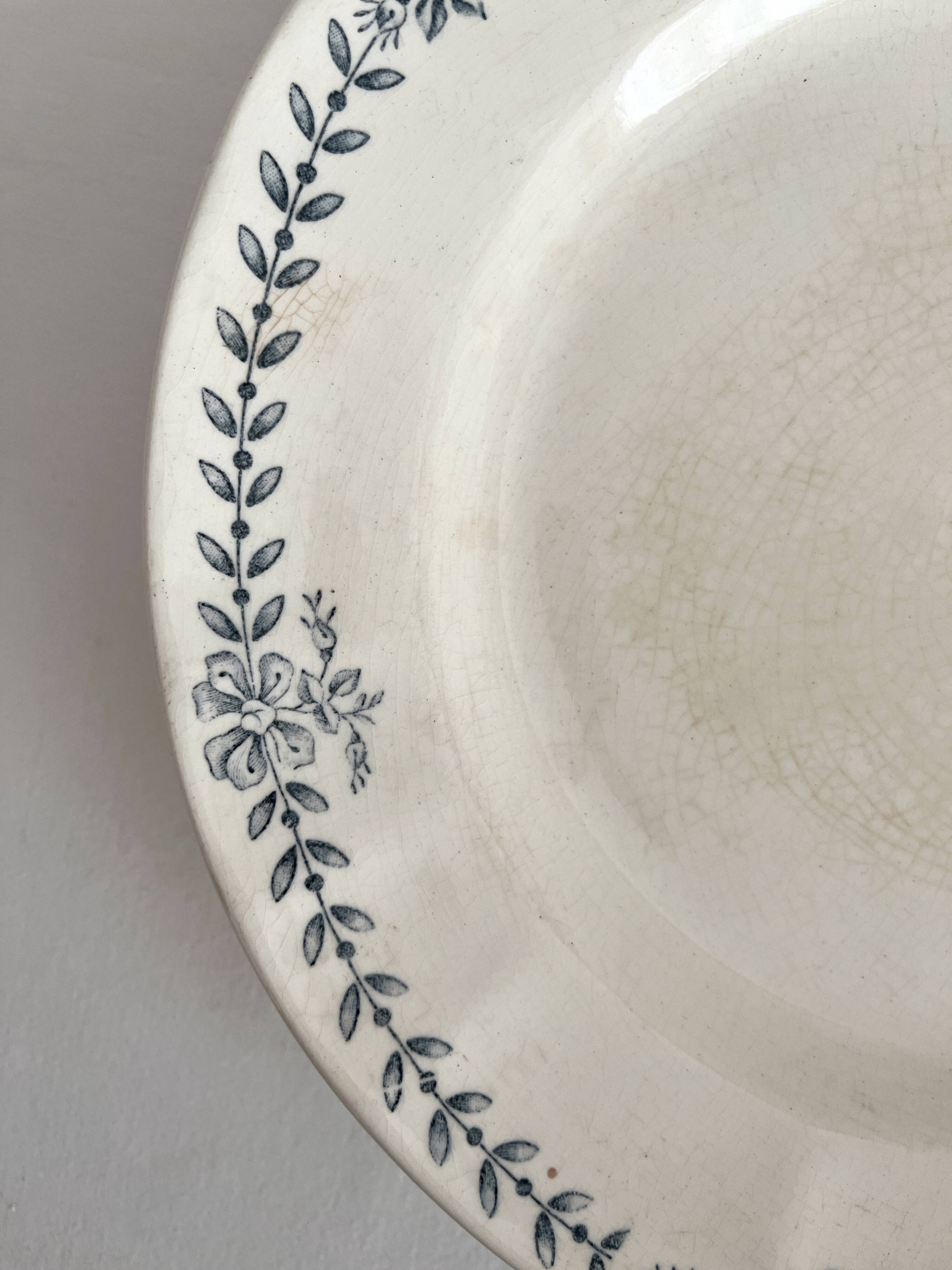 Low ironstone compote dish "Yvonne" Longchamp earthenware