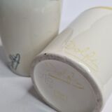 Two decanters "Dolfi", cobalt blue and yellow, 23 cm