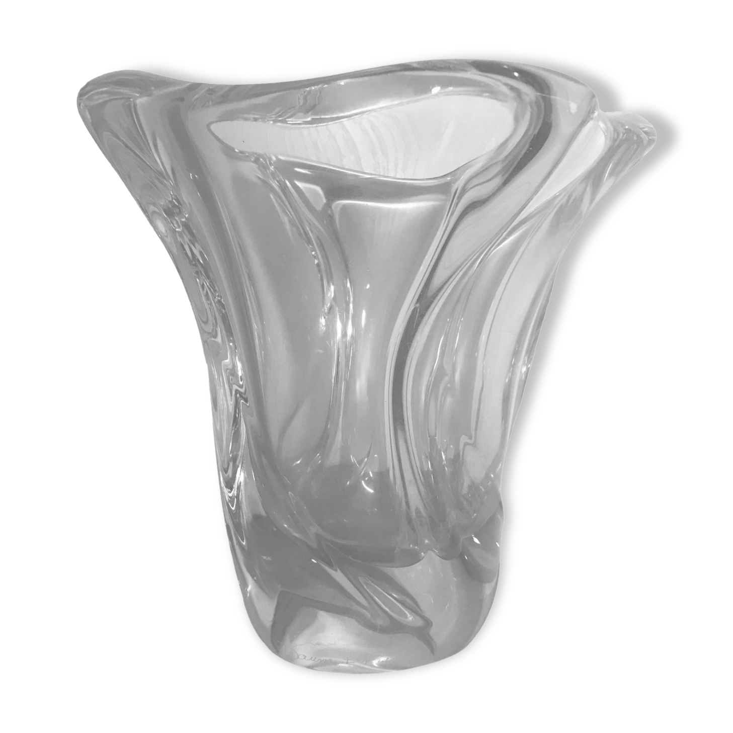 Crystal vase signed daum france free form 4.4 kg