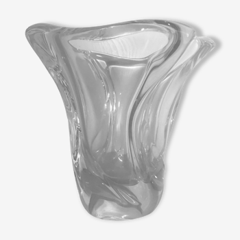 Crystal vase signed daum france free form 4.4 kg