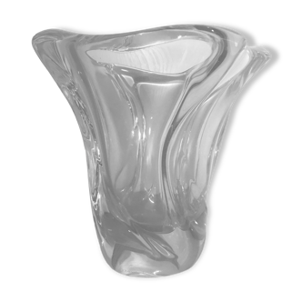 Vase en cristal signé daum france forme libre 4,4 kg