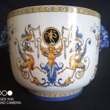 Renaissance Cache Pot in earthenware from Gien, year 1875