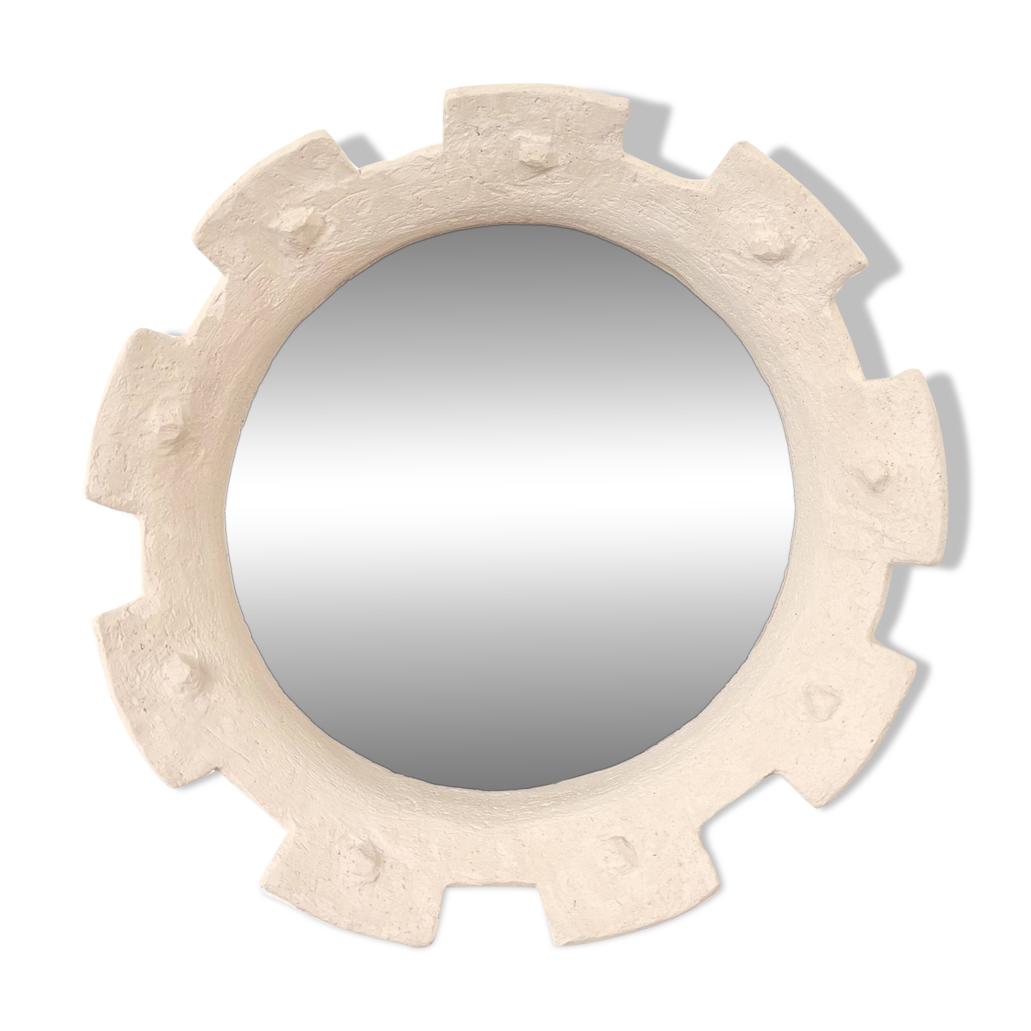 Contemporary French ceramic mirror, "Gioielli" by Renzo Maar.