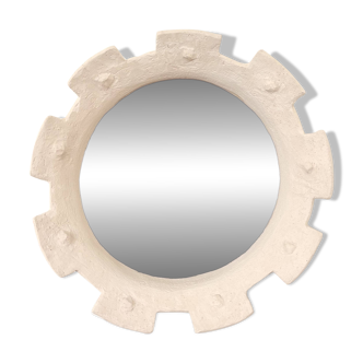 Contemporary French ceramic mirror, "Gioielli" by Renzo Maar.