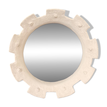 Contemporary French ceramic mirror, "Gioielli" by Renzo Maar.