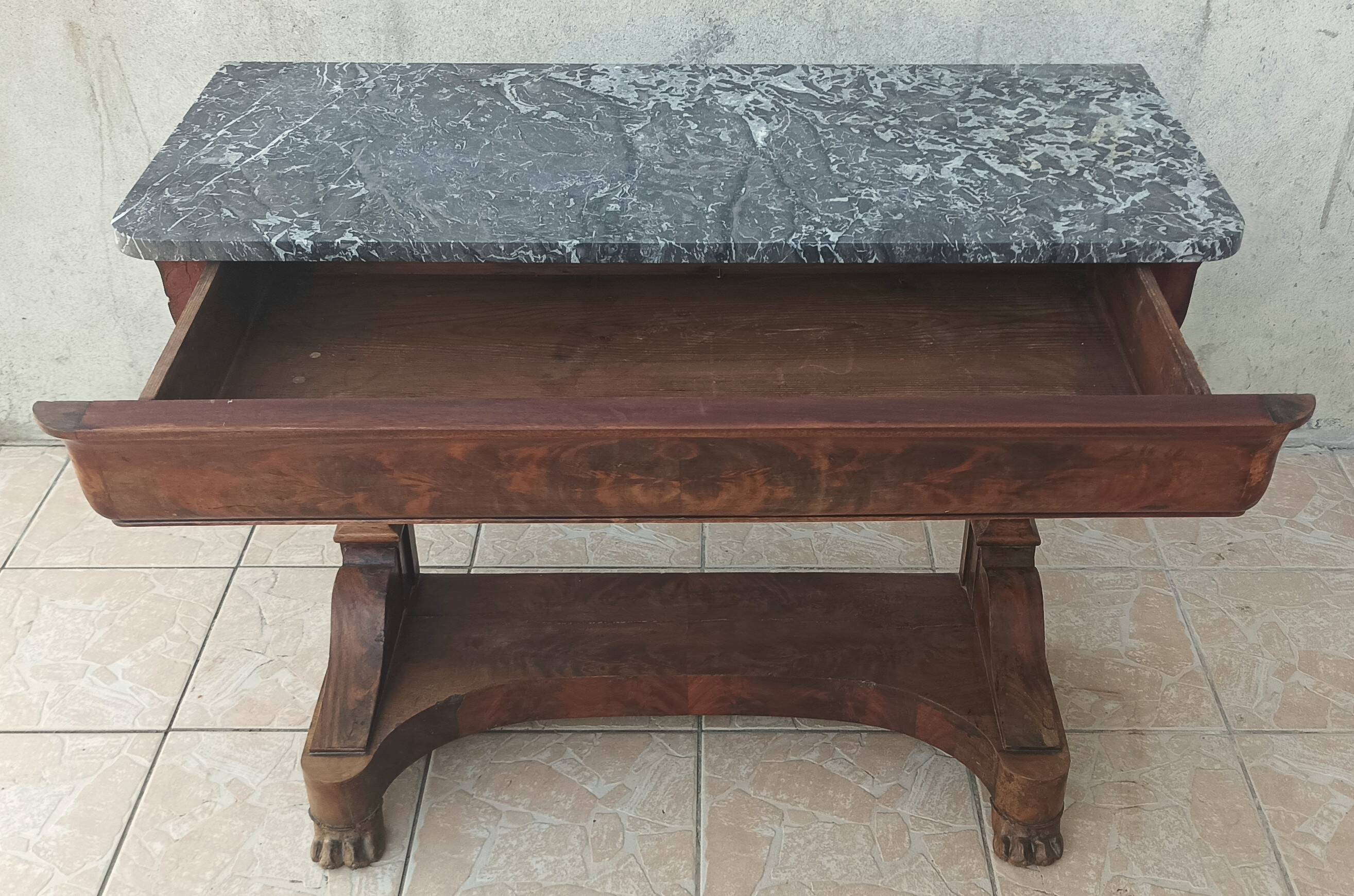 Restoration period mahogany console table
