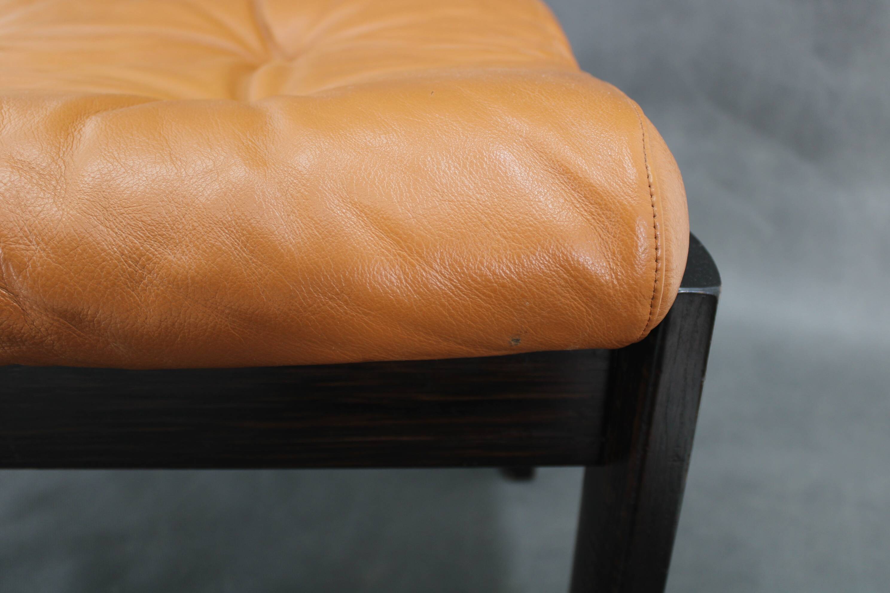 1960s Brown Leather Oak Stool, Denmark