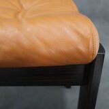 1960s Brown Leather Oak Stool, Denmark