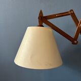 Wall lamp scissors in teak wood lampshade beige