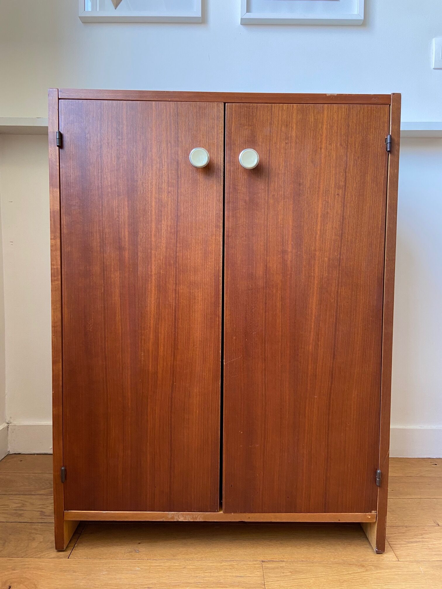 60's wooden shoe cabinet