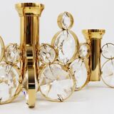 5 Palwa Style Candle Holders by Gaetano Sciolari in Brass and Crystal, 1970s