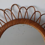 Vintage rattan sun mirror