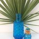 Blue chiseled glass decanter