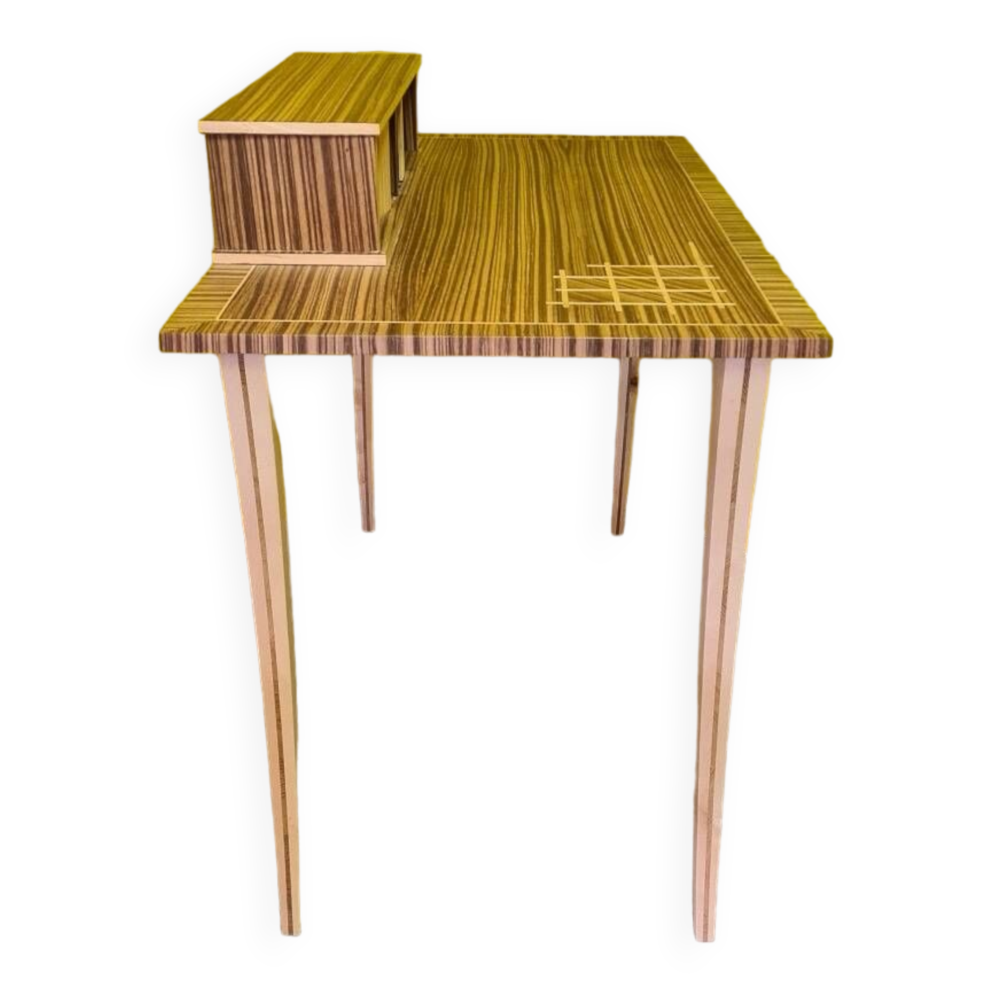 Design Desk Veneered With Zebra Wood, Circa 1980s/90s