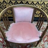 English office chair in mahogany and pink velvet
