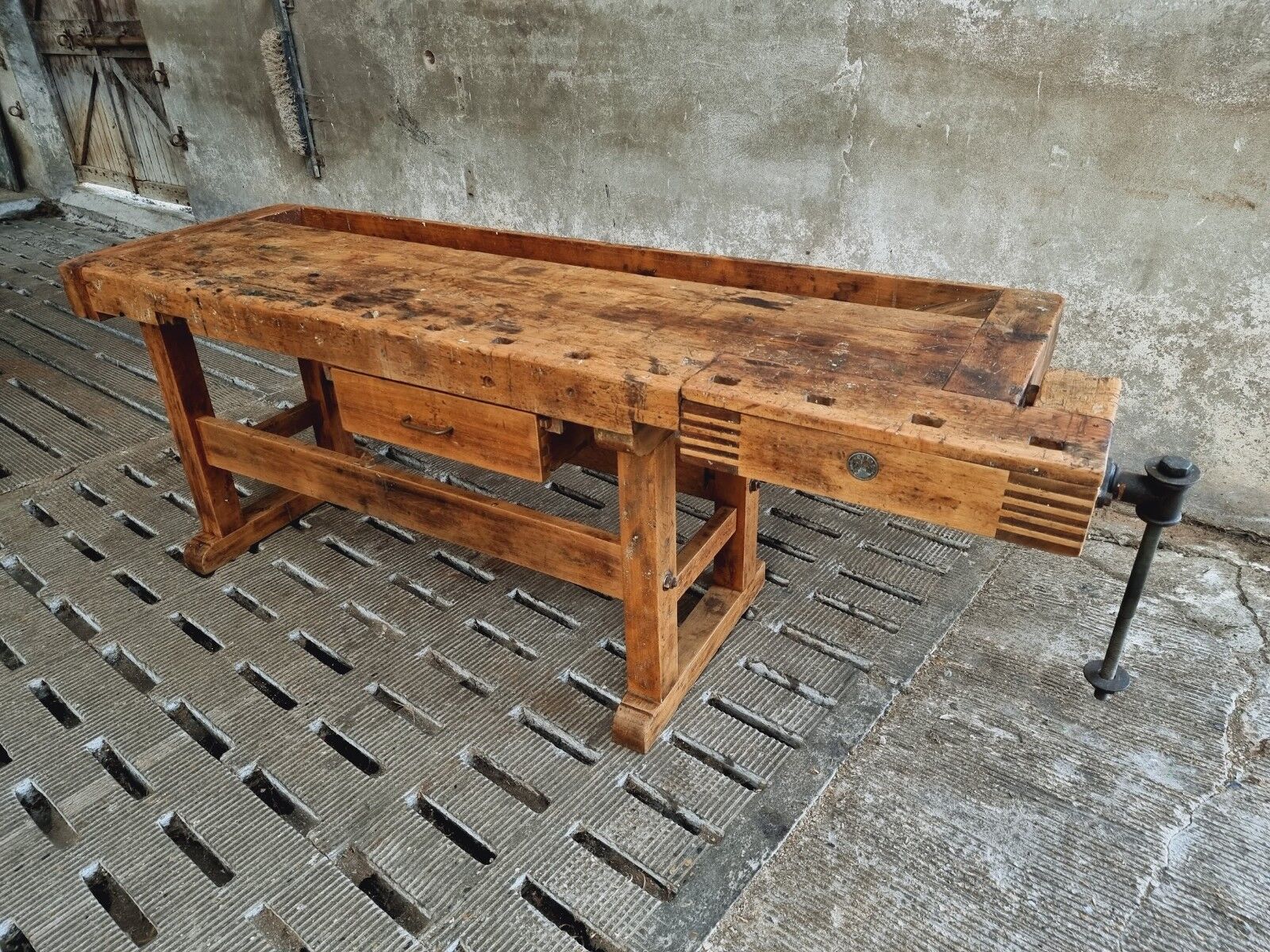 Old workbench Ott beech kitchen island or side table