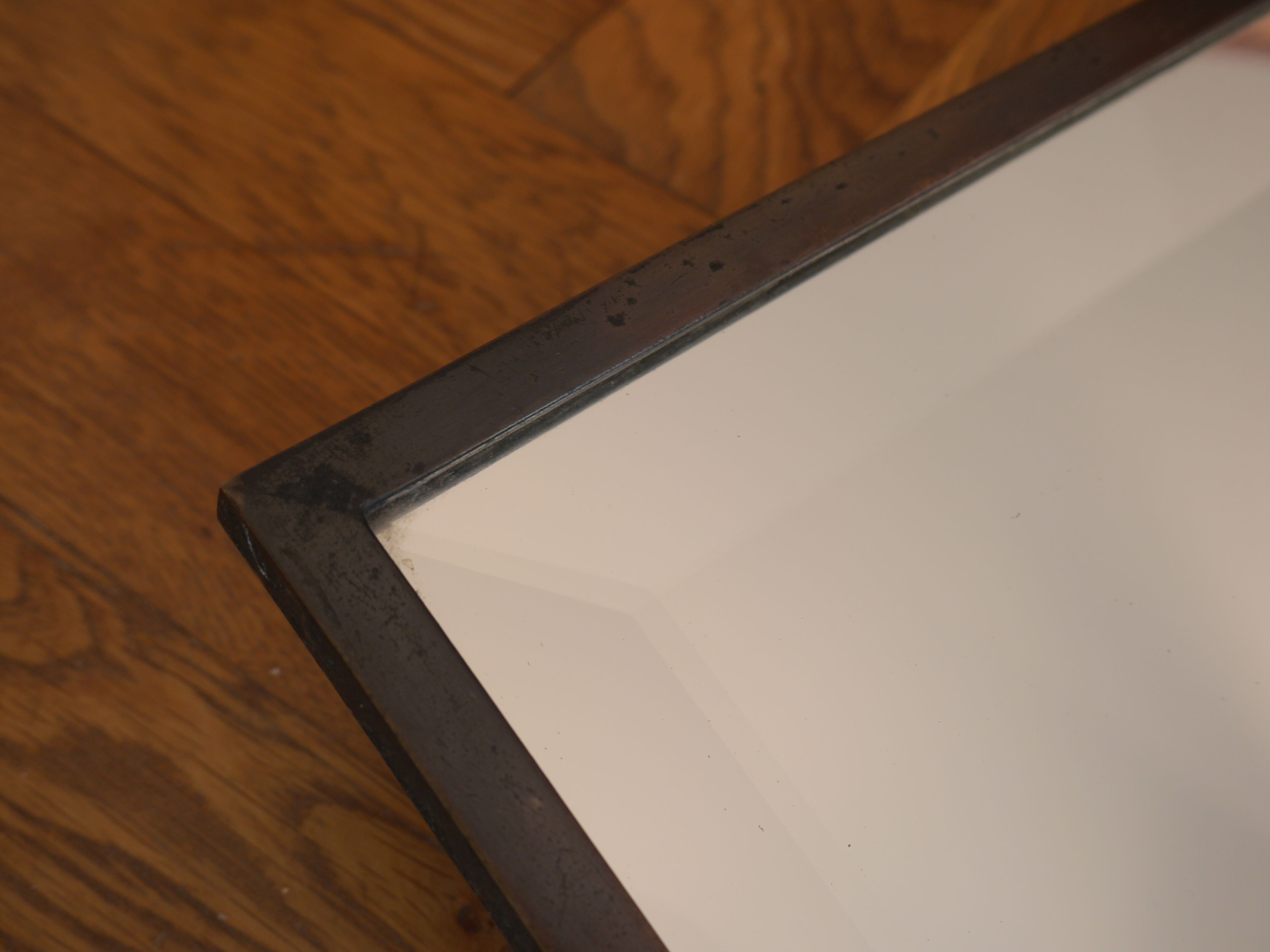 Art deco mirror brass patina 26x26cm