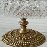 Molded glass bowl with gold metal base