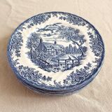 Blue English flat plates cottage