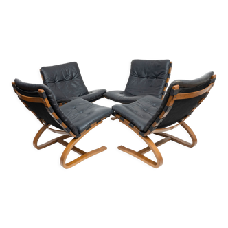 Set of 4 Kangaroo chairs, Westnofa, Norway 1970