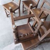 Set of 6 country chairs in solid oak