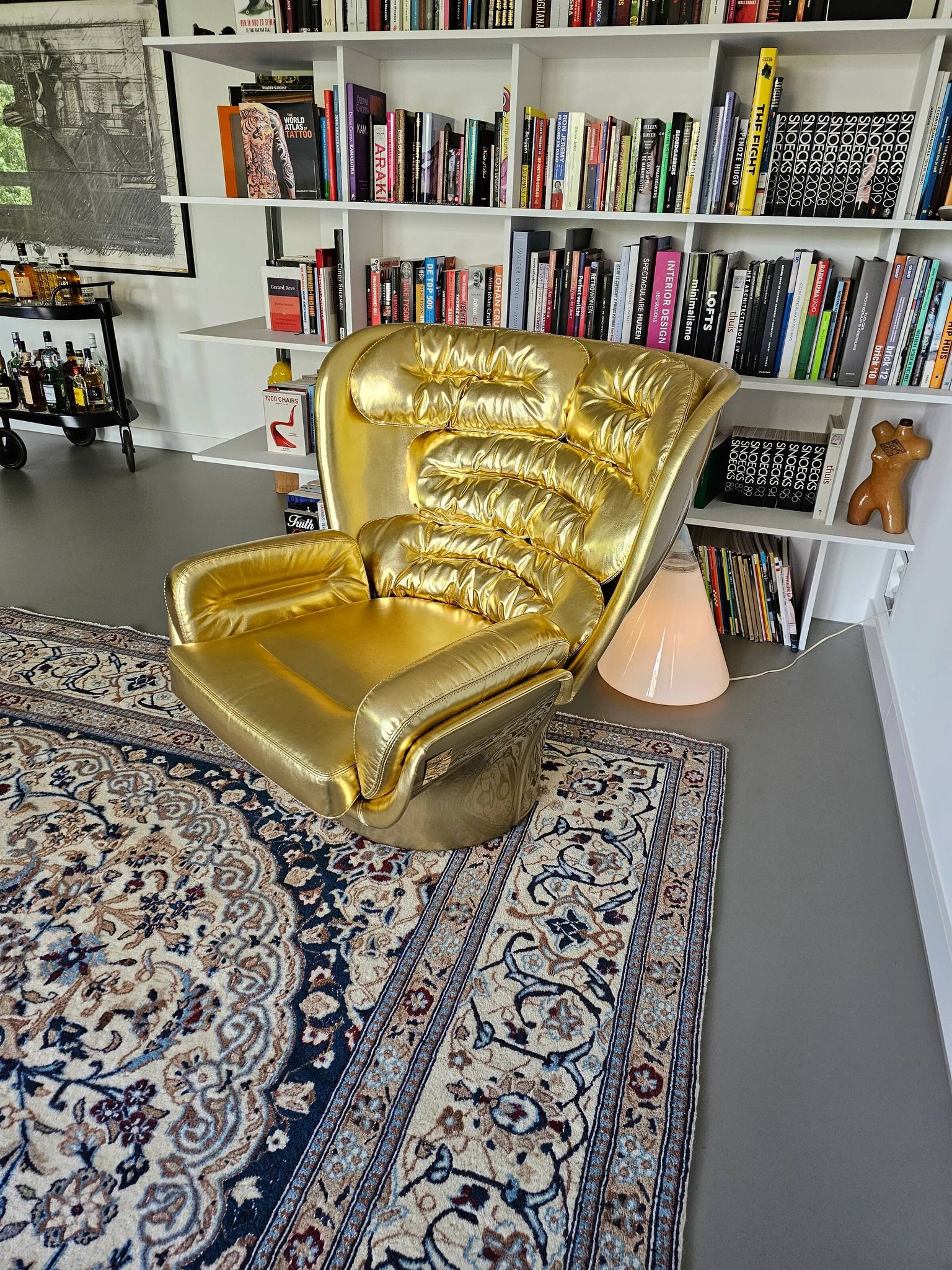Golden limited edition Elda chair by Joe Colombo for Longhi Italy no. 19/20