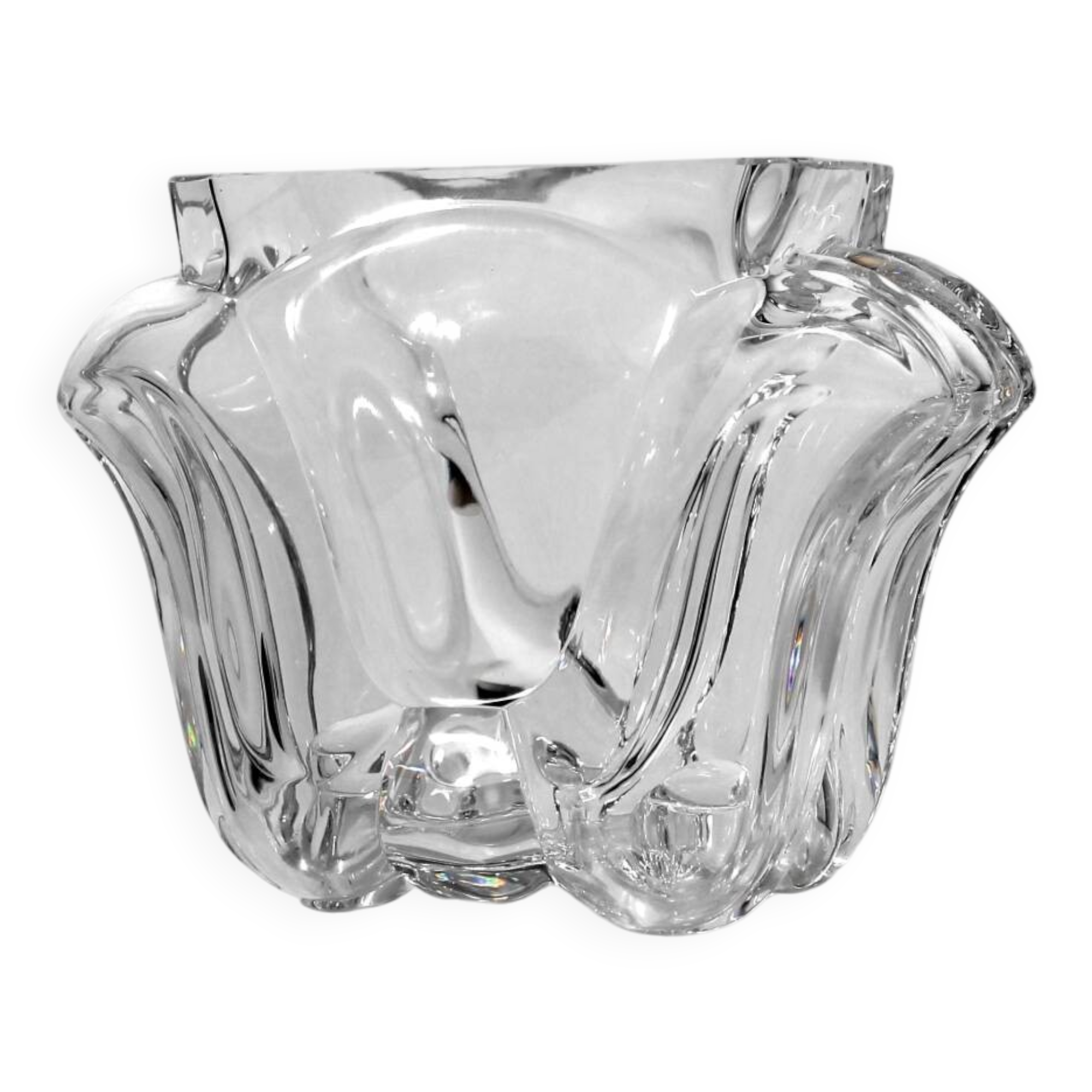 Vase en cristal plein "Tulipe" de Lars Hellsten, pour Orrefors, Suède