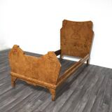Art Deco Cubist Single Bed in Birch Burl, 1930s-1940s