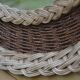 Round woven rattan mirror with rope from the 1970s.