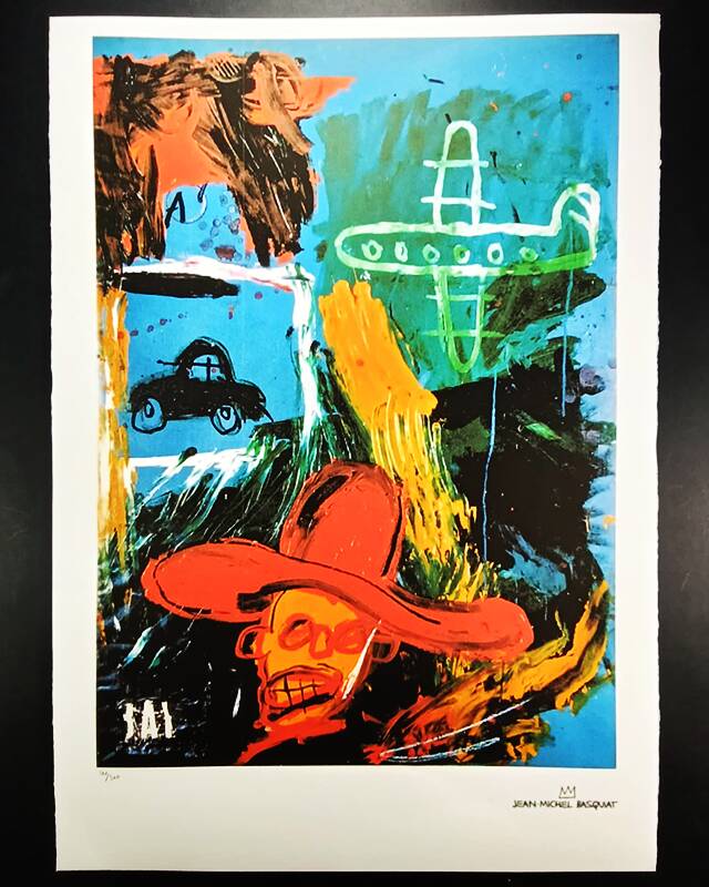 Lithographie en édition limitée de Jean-Michel Basquiat, années 1990, numérotée au crayon.