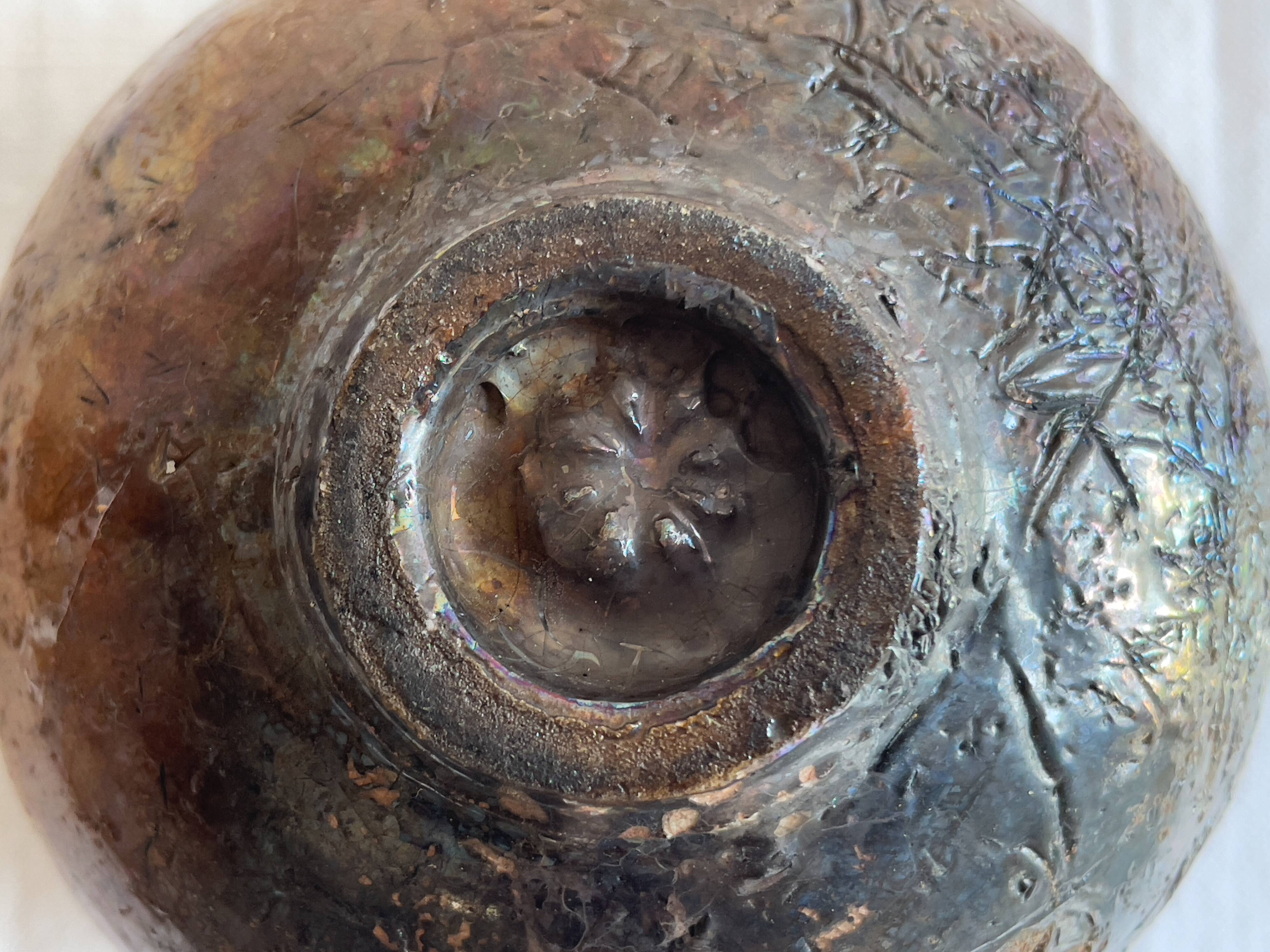 Boulle vase in cracked stoneware by GBG, Gisèle Buthod-Garçon 1984